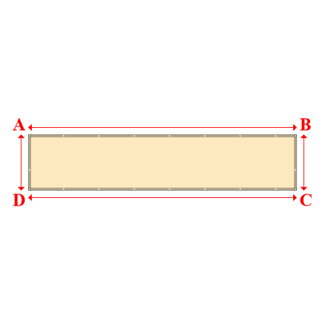 Bâche plate rectangle sur mesure en Membrane PVC 670gr/m² Beige ral 1015 - 4.80x1.00m