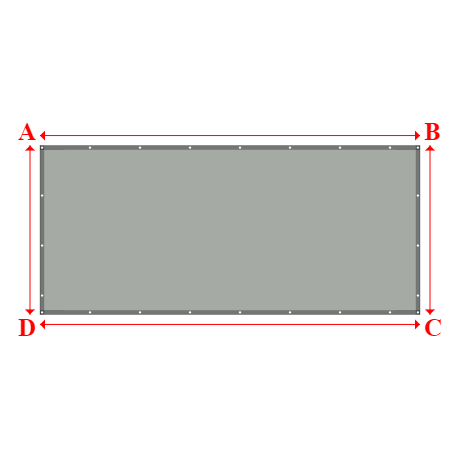 Bâche plate rectangle sur mesure en Membrane PVC 670gr/m² Gris clair RAL 7038 - 4.50x2.00m