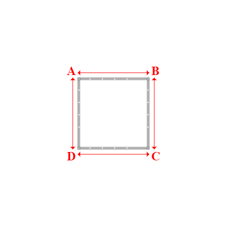 Bâche plate rectangle sur mesure en Membrane PVC 670gr/m² Blanc RAL 9016 - 1.45x1.45m