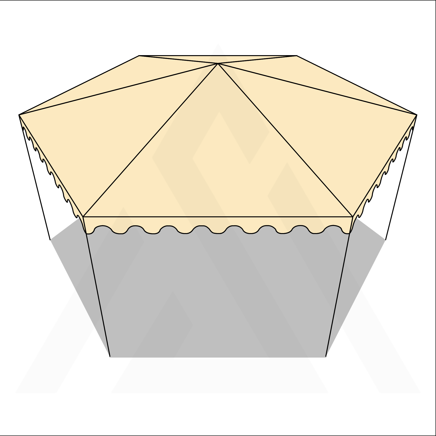 Bâche tonnelle hexagonale en Membrane PVC 670gr/m² Beige ral 1015 - 6x1.5m