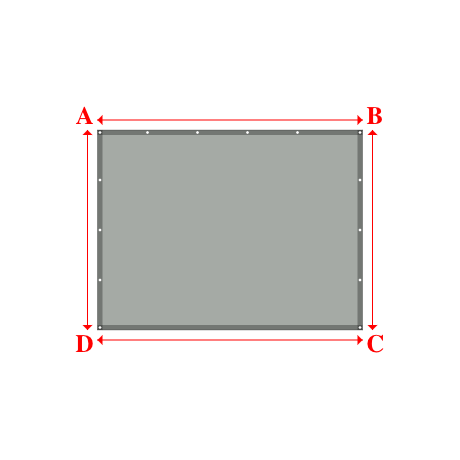 Bâche plate rectangle sur mesure en Membrane PVC 670gr/m² Gris clair RAL 7038 - 2.65x2.00m