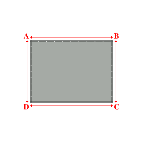 Bâche plate rectangle sur mesure en Membrane PVC 670gr/m² Gris clair RAL 7038 - 2.65x2.00m