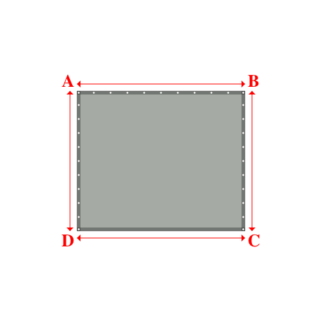 Bâche plate rectangle sur mesure en Membrane PVC 670gr/m² Gris clair RAL 7038 - 2.40x2.00m