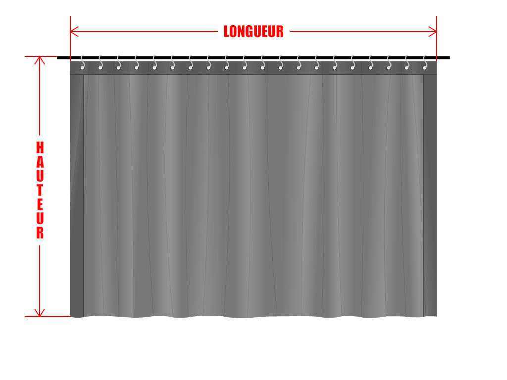 Rideau de séparation sur mesure en Membrane PVC 670gr/m² Gris clair RAL 7038 - 2x2m