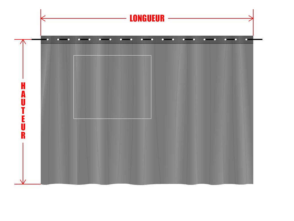 Rideau de séparation sur mesure en Membrane PVC 670gr/m² Gris clair RAL 7038 - 2x2m