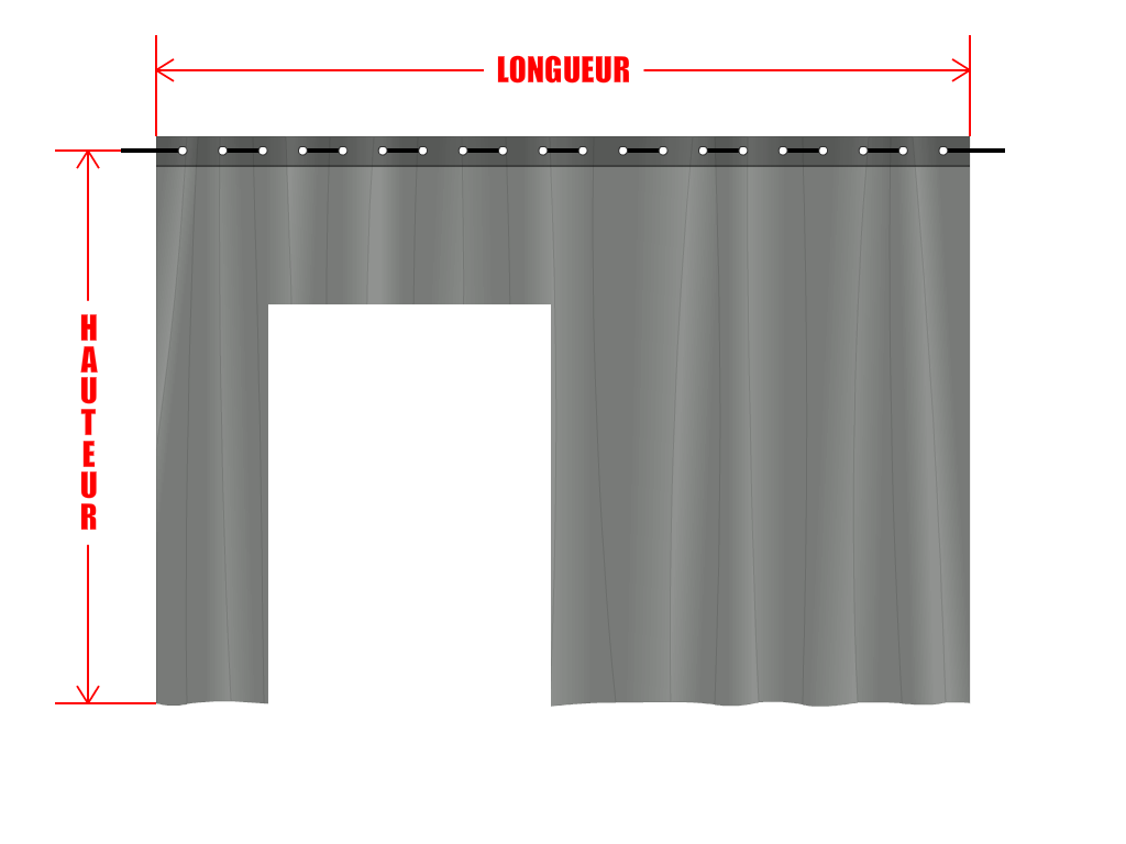 Rideau de séparation sur mesure en Membrane PVC 670gr/m² Gris clair RAL 7038 - 2x1m