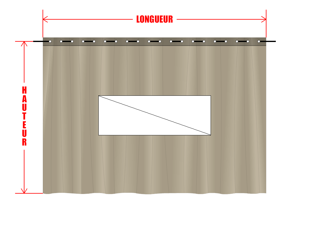 Rideau de séparation sur mesure en Membrane PVC 670gr/m² Beige ral 1015 - 2x2m