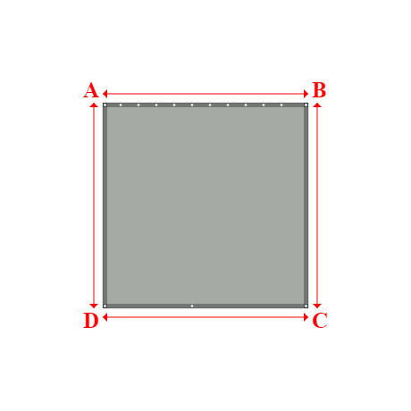 Bâche plate rectangle sur mesure en Membrane PVC 670gr/m² Gris clair RAL 7038 - 2.30x2.30m