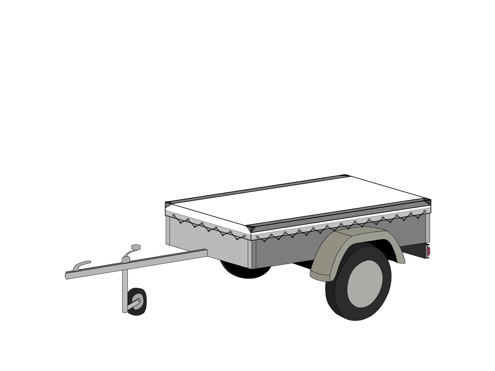 Bâche pour remorque bagagère Basse droite en Protect covert 905F3 900gr/m², toile PVC Etanche Blanc