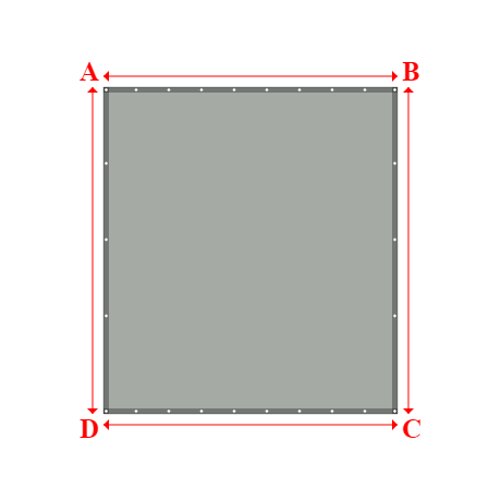 Bâche plate rectangle sur mesure en Membrane PVC 670gr/m² Gris clair RAL 7038 - 2.70x3.00m