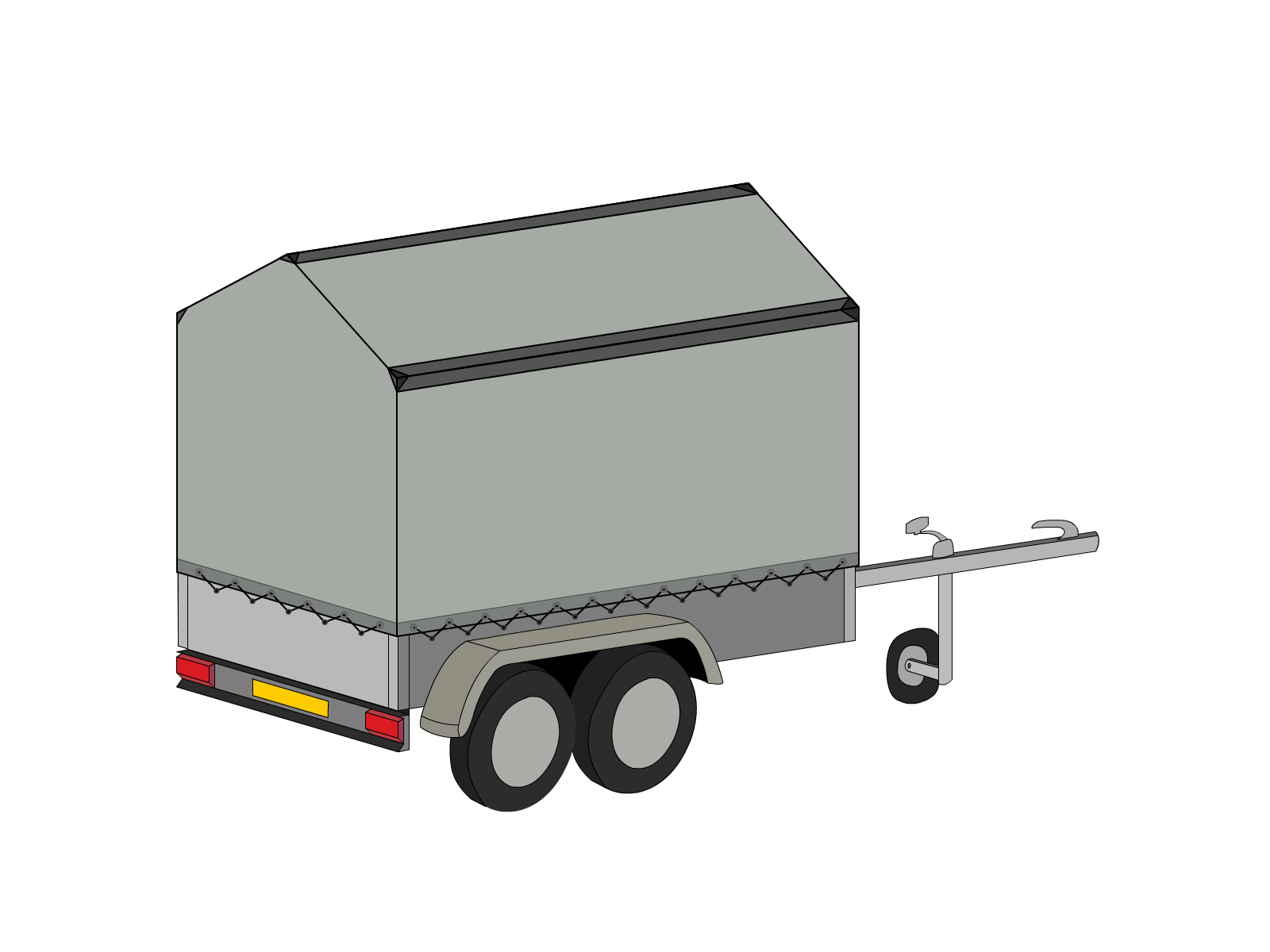 Bâche pour remorque bagagère Haute flèche en Membrane PVC 670gr/m² Gris clair RAL 7038