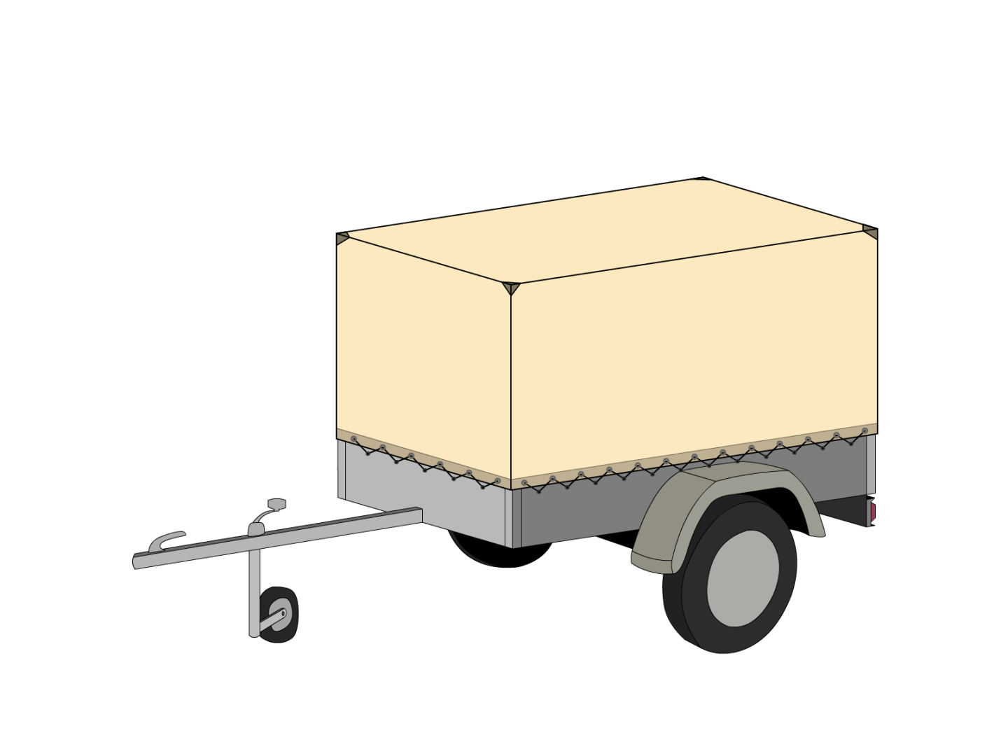 Bâche pour remorque bagagère Haute droite en Membrane PVC 670gr/m² Beige ral 1015