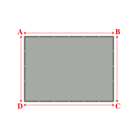 Bâche plate rectangle sur mesure en Membrane PVC 670gr/m² Gris clair RAL 7038 - 3.00x2.20m