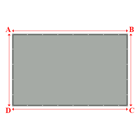 Bâche plate rectangle sur mesure en Membrane PVC 670gr/m² Gris clair RAL 7038 - 4.00x2.50m