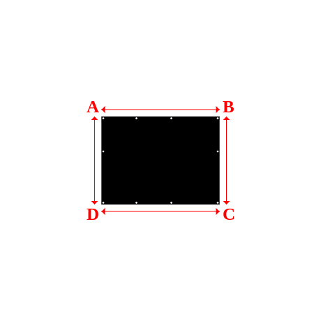Bâche plate rectangle sur mesure en Membrane PVC 670gr/m² Noir RAL 9005 - 1.69x1.26m