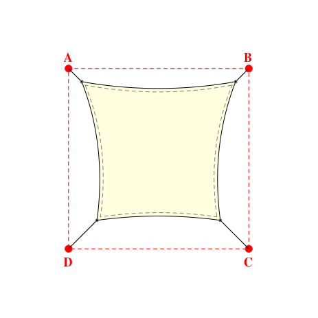 Voile d'ombrage carrée en Soltis Lounge 96 Blanc Cassé 96-1103 - 2,99x2,69x2,39x2,69m