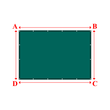Bâche plate rectangle sur mesure en Membrane PVC 670gr/m² Vert industrie RAL 6026 - 2.50x1.70m