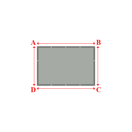 Bâche plate rectangle sur mesure en Membrane PVC 670gr/m² Gris clair RAL 7038 - 2.02x1.37m