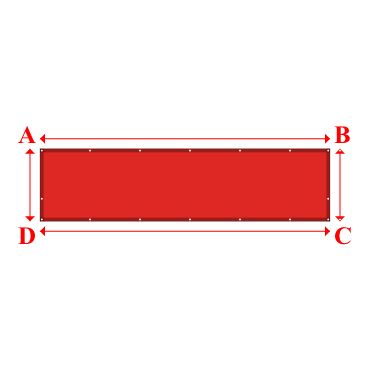 Bâche plate rectangle sur mesure en Membrane PVC 670gr/m² Rouge RAL 3002 - 4.00x1.00m