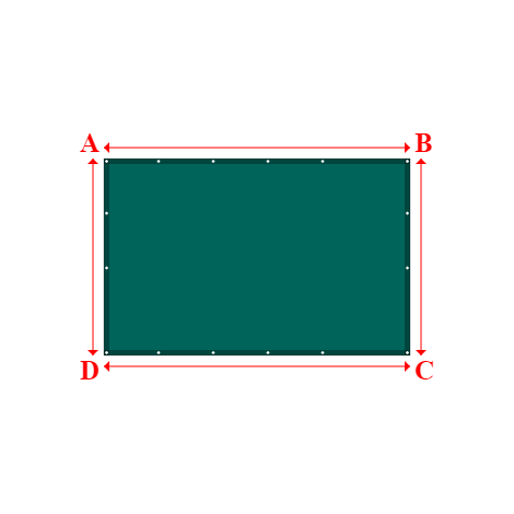 Bâche plate rectangle sur mesure en Membrane PVC 670gr/m² Vert industrie RAL 6026 - 2.80x1.80m
