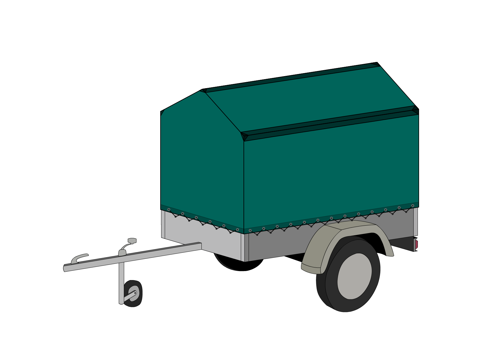 Bâche pour remorque bagagère Haute flèche en Protect covert 905F3 900gr/m², toile PVC Etanche Vert industrie