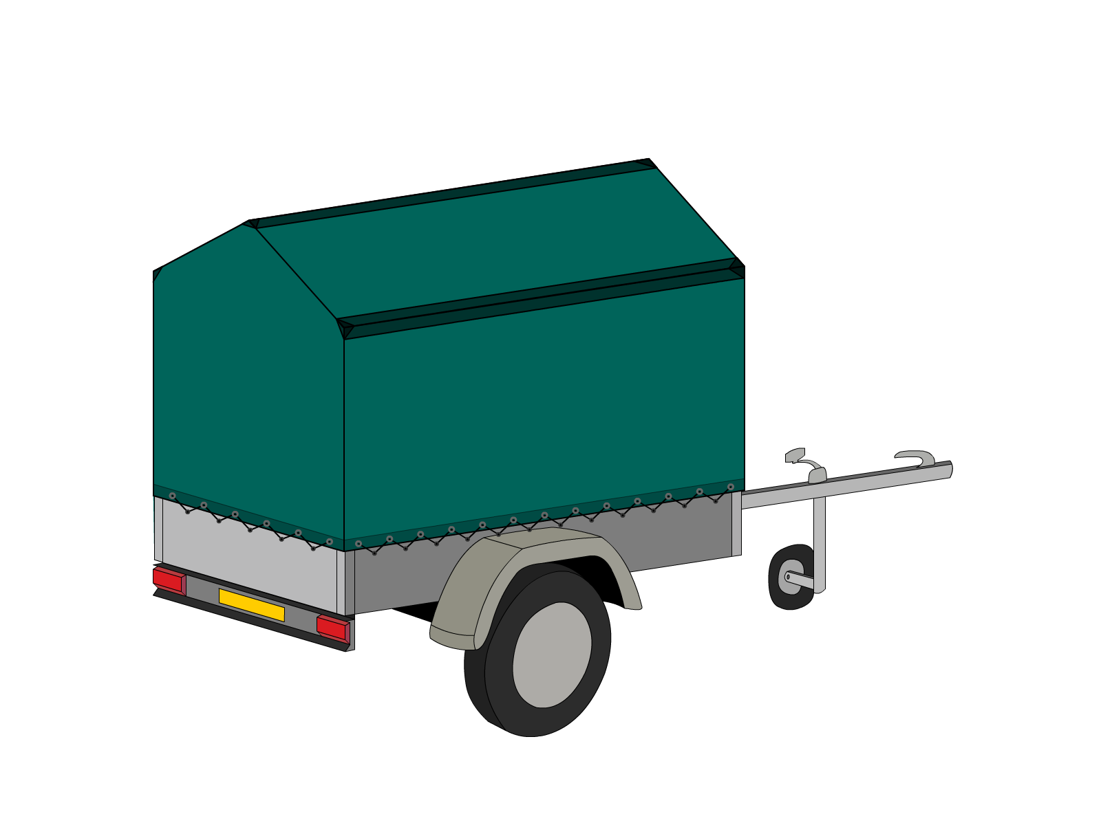 Bâche pour remorque bagagère Haute flèche en Protect covert 905F3 900gr/m², toile PVC Etanche Vert industrie