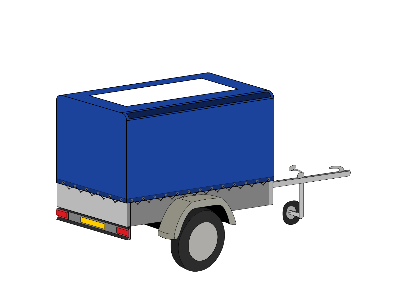 Bâche pour remorque bagagère Bord arrondi droite en Membrane PVC 670gr/m² Bleu foncé RAL 5002