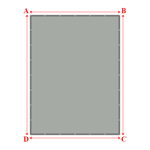 Bâche plate rectangle sur mesure en Membrane PVC 670gr/m² Gris clair RAL 7038 - 3.00x4.00m