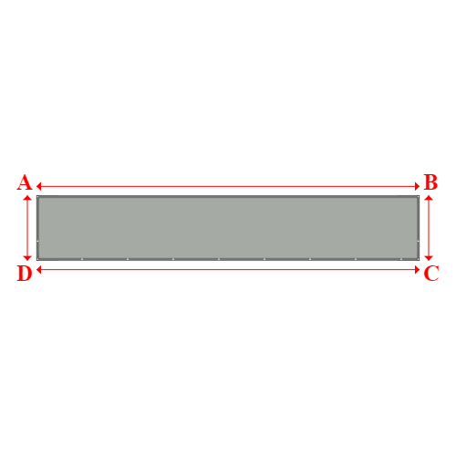 Bâche plate rectangle sur mesure en Membrane PVC 670gr/m² Gris clair RAL 7038 - 7.36x1.25m
