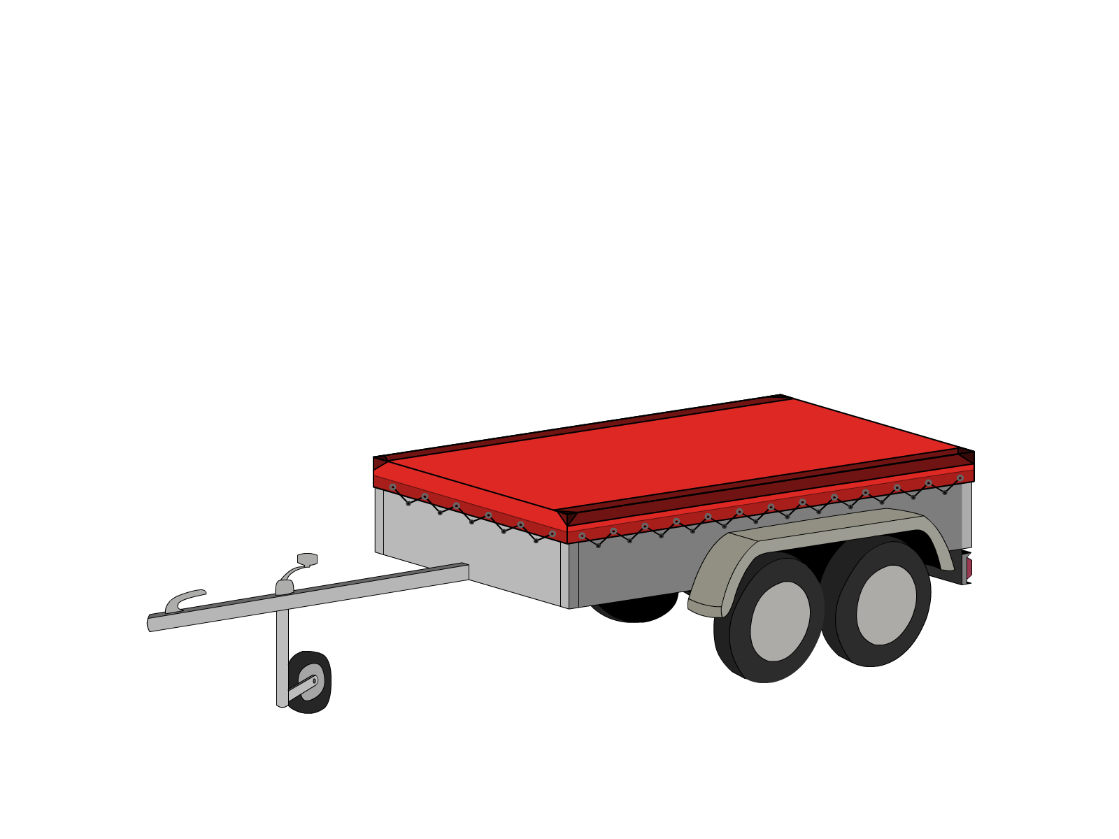 Bâche pour remorque bagagère Basse droite en Protect covert 905F3 900gr/m², toile PVC Etanche Rouge