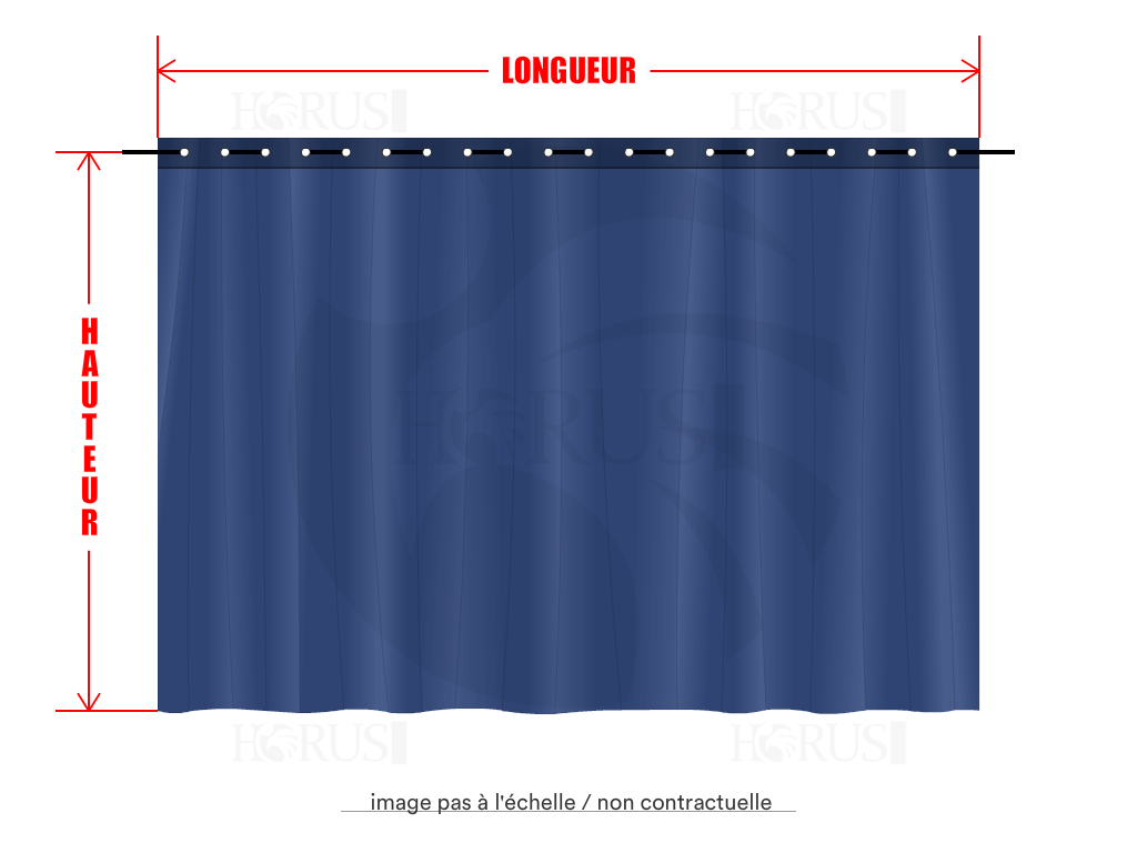 Rideau de séparation sur mesure en Membrane PVC 670gr/m² Bleu foncé RAL 5002 - 2.9x2.15m