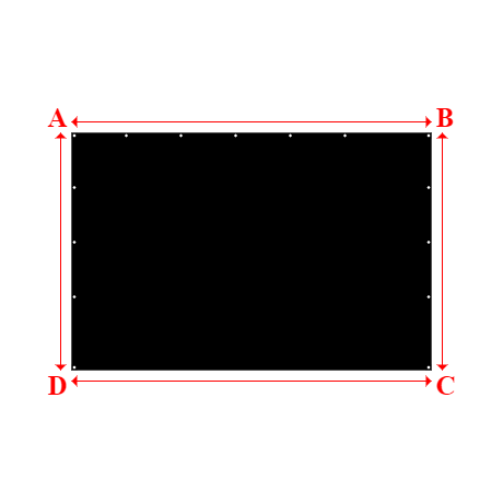 Bâche plate rectangle sur mesure en Membrane PVC 670gr/m² Noir RAL 9005 - 3.29x2.17m
