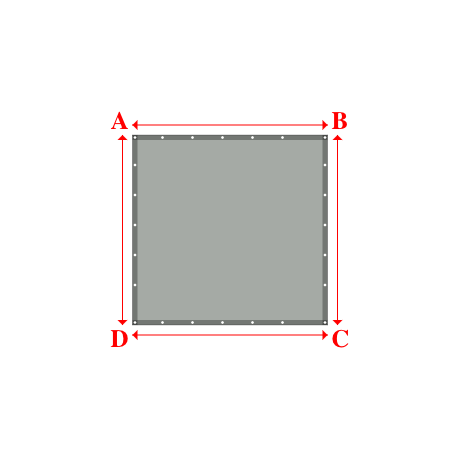 Bâche plate rectangle sur mesure en Membrane PVC 670gr/m² Gris clair RAL 7038 - 1.95x1.90m