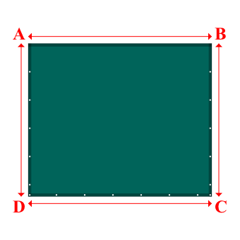 Bâche plate rectangle sur mesure en Membrane PVC 670gr/m² Vert industrie RAL 6026 - 3.00x2.50m