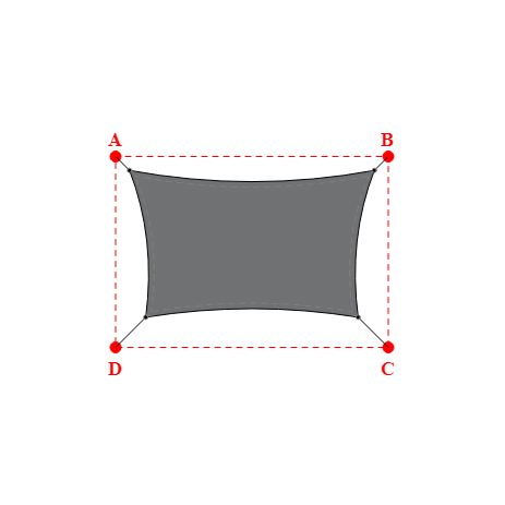 Voile d'ombrage rectangle en Soltis Perform 92 Béton 92-2167 - 4,49x2,69x3,89x2,69m