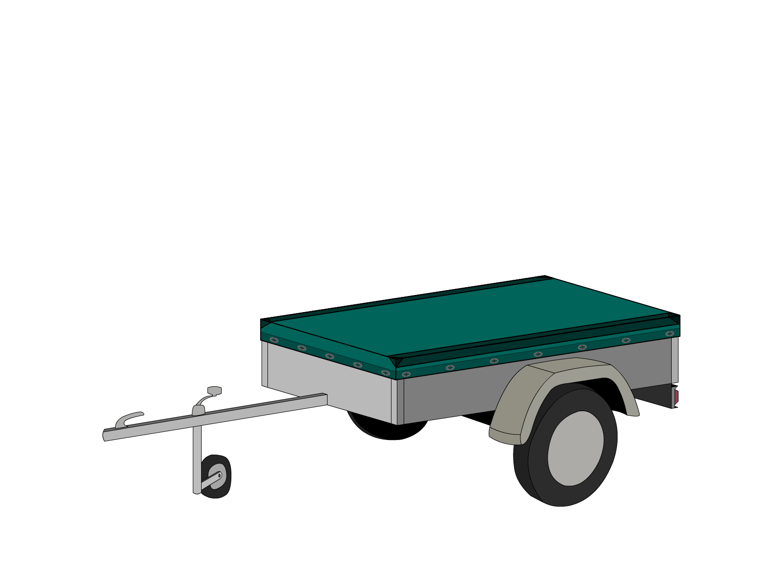 Bâche pour remorque bagagère Basse droite en Protect covert 905F3 900gr/m², toile PVC Etanche Vert industrie