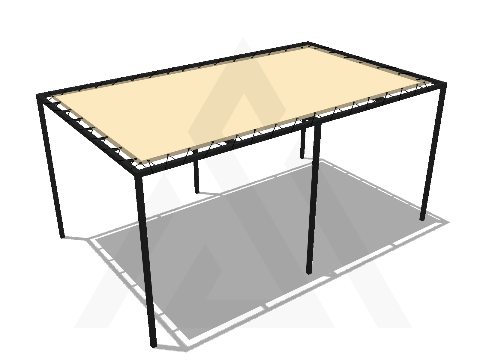 Bâche pour pergola métallique sur pieds droite en Membrane PVC 670gr/m² Beige ral 1015