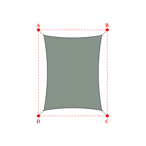 Voile d'ombrage rectangle en Soltis Perform 92 Vert de gris 92-51179 - 2,69x3,49x2,69x3,49m