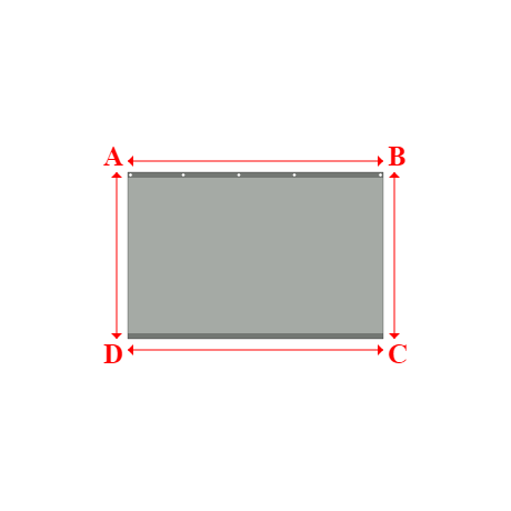 Bâche plate rectangle sur mesure en Membrane PVC 670gr/m² Gris clair RAL 7038 - 2.30x1.50m