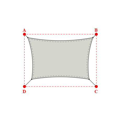Voile d'ombrage rectangle en Soltis Perform 92 Galet 92-2171 - 4,99x3,19x4,39x3,19m