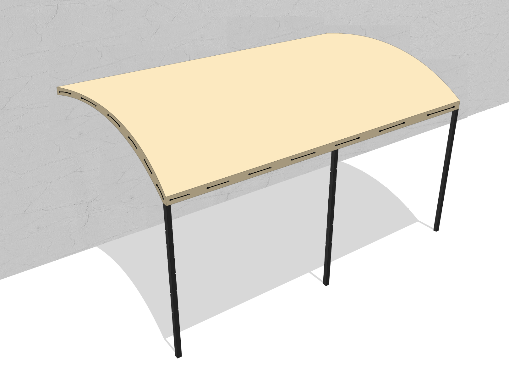 Bâche pour pergola métallique murale bombée en Membrane PVC 670gr/m² Beige ral 1015