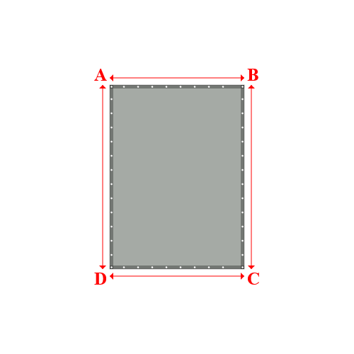 Bâche plate rectangle sur mesure en Membrane PVC 670gr/m² Gris clair RAL 7038 - 1.90x2.60m