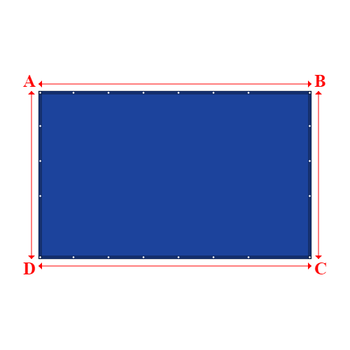 Bâche plate rectangle sur mesure en Membrane PVC 670gr/m² Bleu foncé RAL 5002 - 3.90x2.40m