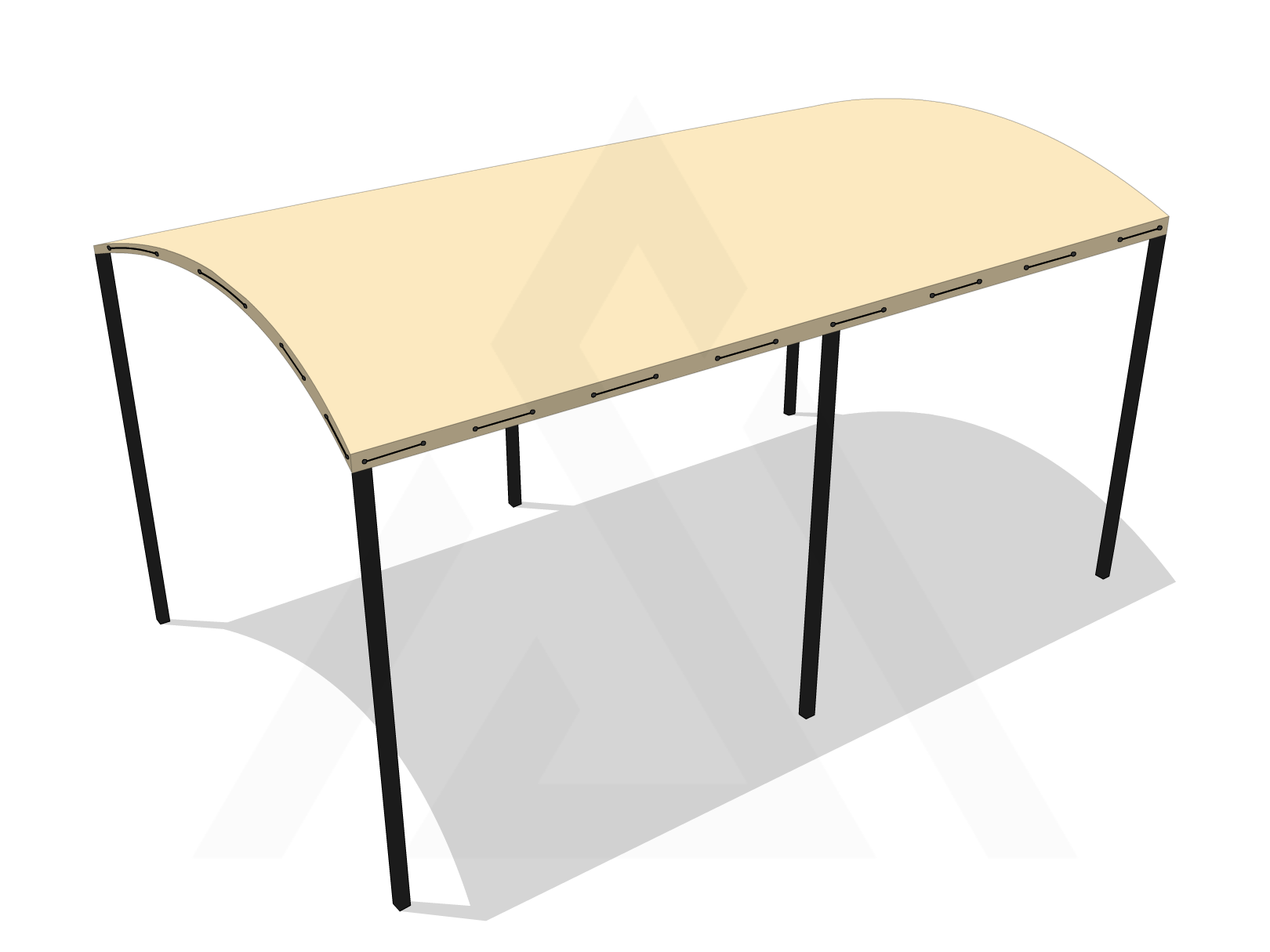 Bâche pour pergola métallique sur pieds bombée en Membrane PVC 670gr/m² Beige ral 1015