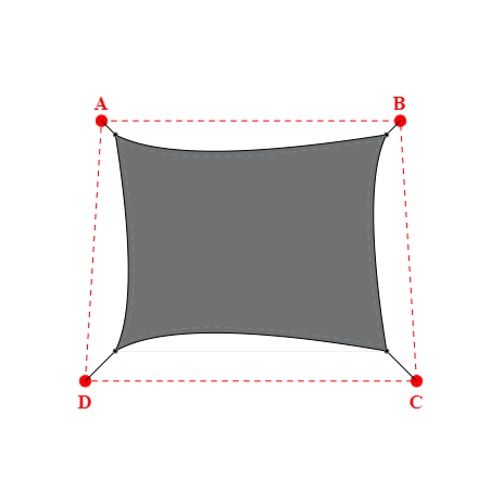 Voile d'ombrage trapèze en Soltis Perform 92 Béton 92-2167 - 4,99x3,99x4,99x3,99m