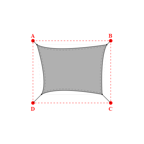 Voile d'ombrage trapèze en Soltis Perform 92 alu/blanc 92-2051 - 4,49x3,19x3,89x3,19m