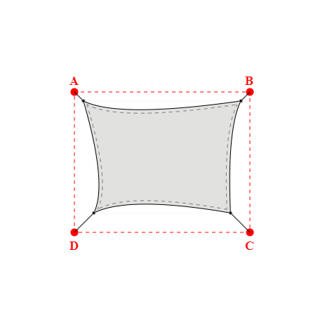 Voile d'ombrage trapèze en Soltis Perform 92 nuage 92-50272 - 4,49x3,19x3,89x3,19m
