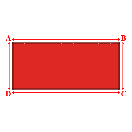 Bâche plate rectangle sur mesure en Membrane PVC 670gr/m² Rouge RAL 3002 - 4.00x1.75m