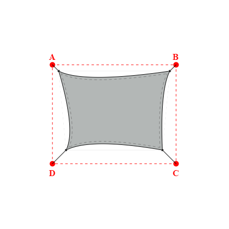 Voile d'ombrage trapèze en Soltis Lounge 96 Galet 96-2171 - 4,49x3,19x3,89x3,19m