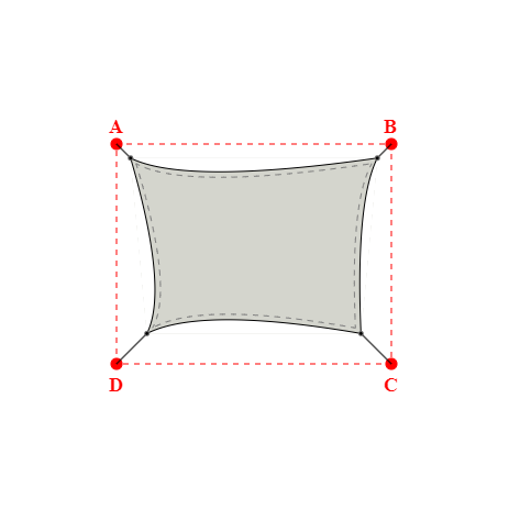 Voile d'ombrage trapèze en Soltis Perform 92 Galet 92-2171 - 4,49x3,19x3,89x3,19m